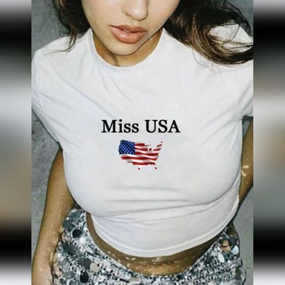 Super cute miss Usa crop Tee sz.xxl - Picture 6 of 6